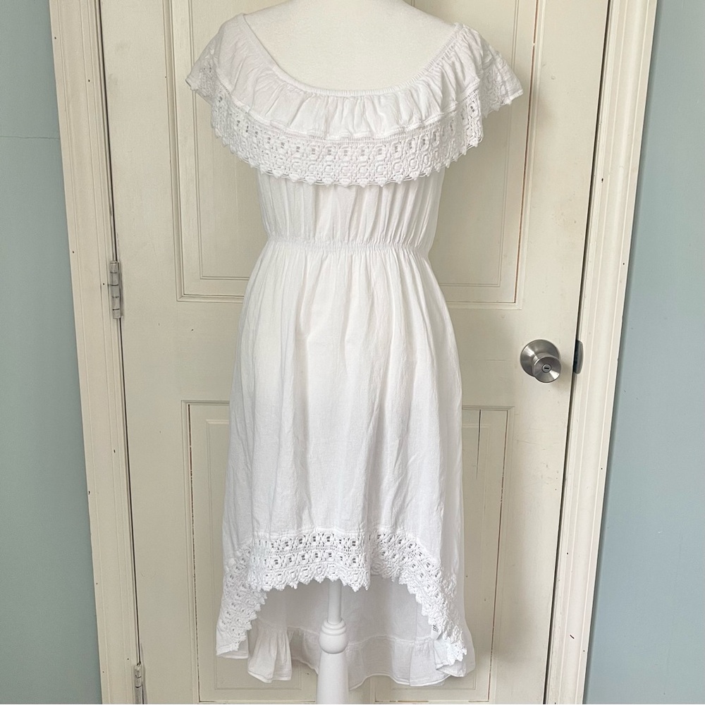Blanco by Nature 100% Peruvian Cotton Taylor Sun Dress Medium White Beach Boho - Picture 7 of 11